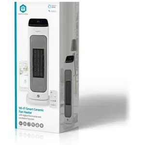 Radiador cerâmico oscilante 1400/2000W (20m²) inteligente WiFi - compatível c/ Tuya