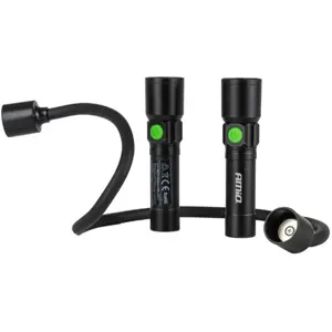 Conjunto de 2 lanternas LED P50 c/ zoom + suporte de pescoço - 1000mAh