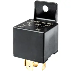 Relé automotivo 12VDC 40A SPDT (5 Faston) + suporte c/ fios