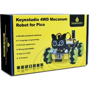 Kit Robô 4WD Mecanum c/ Raspberry Pi Pico, Sensores, Iluminação e controlo via Bluetooth/IR