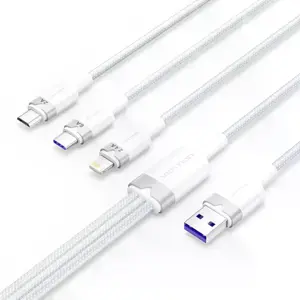 Cabo USB carregamento e dados 3-em-1 (USB-A <-> USB-C / MicroUSB / Lightning) - branco - 1.5 m