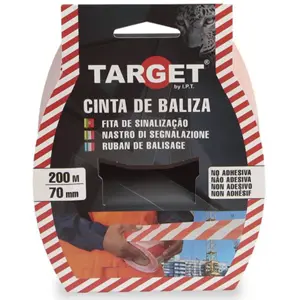 Cinta de señalización no adhesiva rojo/blanco 200 m x 70 mm