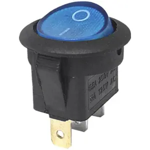Interruptor basculante redondo 2 posições estáveis ON-OFF 12Vdc 10A (3 pinos) - Azul