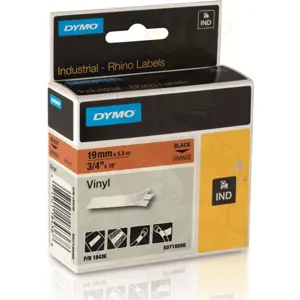 Fita de etiquetar RHINO 18436 [Preto sobre Laranja] em vinil - 12mm x 5.5m