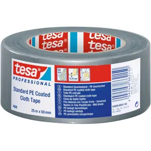 Fita em tecido revestida a polietileno 50mm 25m - cinzento prata
