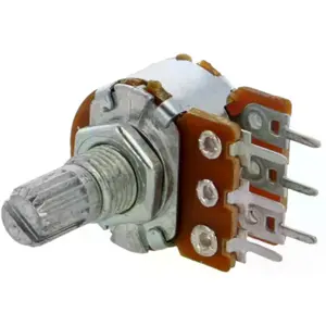 Potenciómetro linear (B) stereo metálico com veio 125mW 1kR