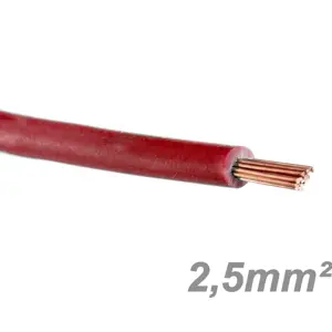 Fio elétrico multifilar V 2.5mm² vermelho - H07V-K [rolo 200m]