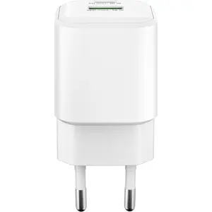Carregador GaN 1×USB-A QC + 1×USB-C PD (20W) - Branco