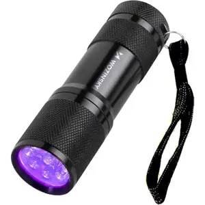 Lanterna UV para Deteção de Vestígios de Substâncias e Marcas de Segurança - 9 LEDs, 3xAAA, IP65