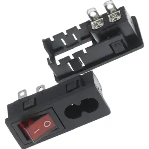 Ficha IEC C8 (macho) de painel com interruptor - 5A