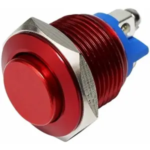Botão de pressão 1 posição estável OFF-(ON) unipolar redondo vermelho