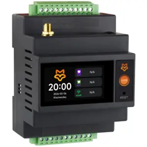 Controlador IoT PLC (RK3506B) c/ PoE 1x RS232 1x RS422/RS485 1x CAN 2x relés 2x RJ45 LCD tátil