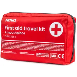 Kit primeiros socorros para veículos DIN13164 + bocal de reanimação (Marcação CE)