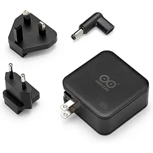 Fonte de alimentação oficial Arduino USB-C PD 65W c/ fichas EU/UK/US e adaptador Jack DC 20V