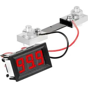 Amperímetro de panel digital 100A 4..30VDC 4 hilos 48×29×22mm c/ shunt externo