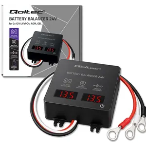 Balanceador de tensión para 2 Baterías 12V en serie (24V) c/ display - LiFePO4 / AGM / GEL
