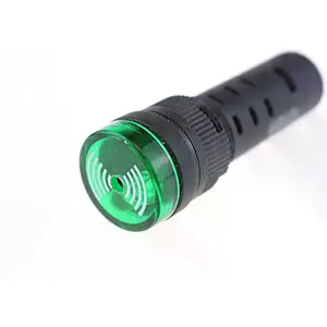 Sinalizador luminoso intermitente com buzzer Ø19mm - Verde - 12V - AD16-16SM