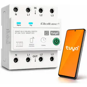 Relé Inteligente Wi-Fi p/ calha DIN Trifásico c/ medição de energia 63A (Compatível com Tuya)
