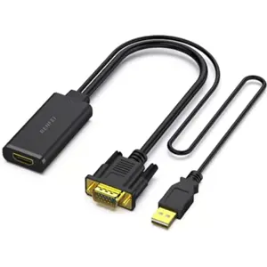 Conversor VGA macho ➝ HDMI fêmea 1080p (audio e alimentação USB)