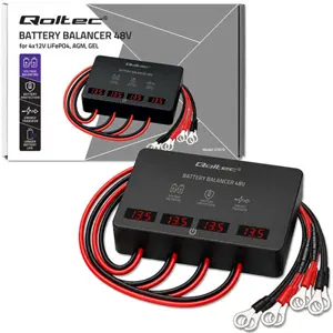 Balanceador de tensión para 4 Baterías 12V en serie (48V) c/ display - LiFePO4 / AGM / GEL