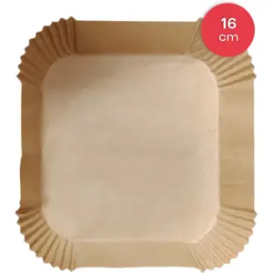 Pack 100 folhas papel para Air Fryer quadrado 16cm