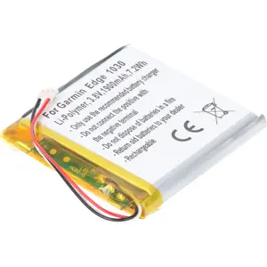 Bateria p/ GPS compatível com Garmin Edge 1030, Li-Polymer, 3.8V, 1900mAh