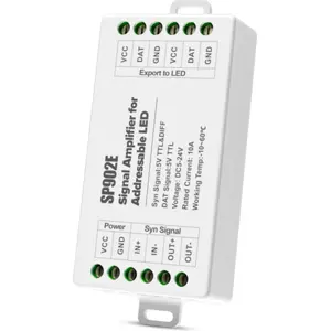 Amplificador de Sinal SPI de 2 Canais para Painéis Matriciais de Luz Endereçáveis 5-24V