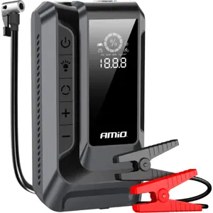 Arrancador de Carro (Jump Starter) 1600A 4-em-1 c/ compressor + Powerbank 12.000mAh + Lanterna