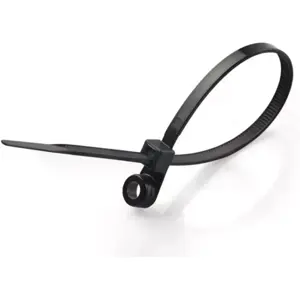 Abraçadeiras de fivela c/ furo Ø5mm - 4.6 x 200mm - Preto - [100 unid.]