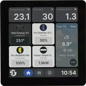 Ecrã Touch 4'' de Parede p/ Controlo Centralizado c/ Sensores, Wi-Fi 6 e Relé 5A - Preto