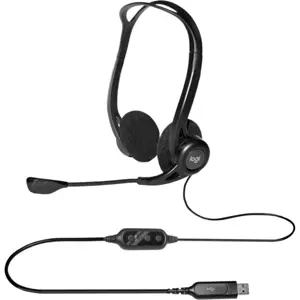 Auscultadores headset stereo USB com microfone + controlo de volume