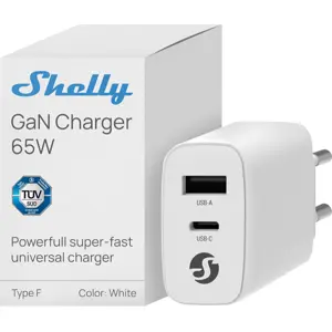 Carregador 65W GaN 1x USB-C PD + 1x USB-A - Branco