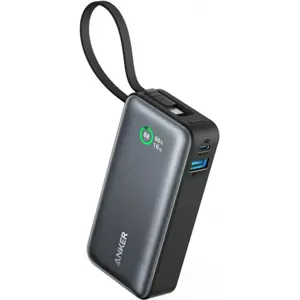 Powerbank 10000 mAh 30W PD+QC3.0 (1×USB-C + 1×USB-A) + Cabo USB-C - Preto