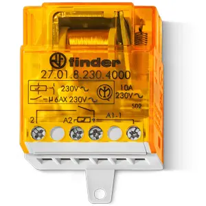 Relé de impulso de 2 passos 230VAC 10A (c/ alimentação comum)