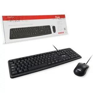 Kit de teclado c/ fios e Rato óptico com scroll USB