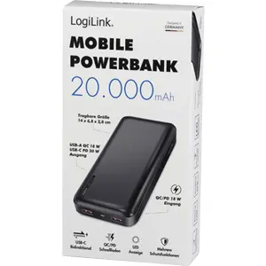Powerbank 20000mAh 20W PD (2x USB-A + USB-C) - Preto
