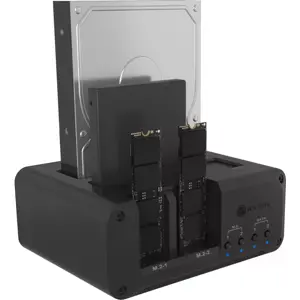 Docking station para 2x M.2 NVMe + 2x SATA SSD/HDD 2,5”/3,5” c/ ligação USB-C/A 10 Gbps