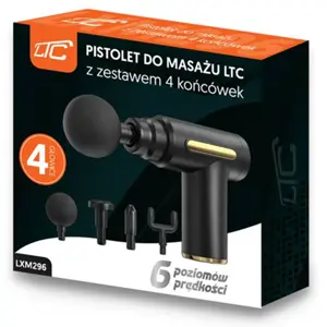 Pistola de massagens sem fio c/ 6 velocidades + 4 cabeças