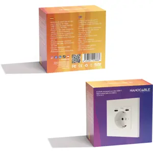 Tomada de embutir universal Schuko fêmea c/ 2x USB-C 3.4A PD 20W - Branco