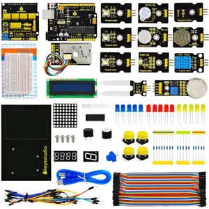 Kit educativo de Monitorização Ambiental p/ Arduino com Placa Keyestudio REV4 e 30 Projetos