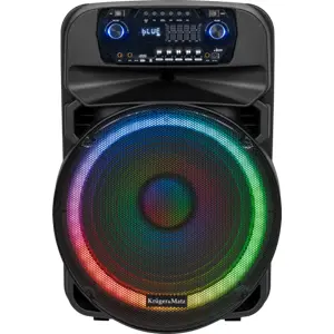 Coluna portátil karaoke 240W c/ bluetooth/USB/SD/AUX/FM + 2 microfones s/ fio + telecomando
