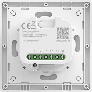 Interruptor de parede inteligente duplo (2 Gang) Wi-Fi Matter 110-240V~ 10A