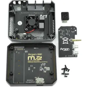 Caixa de alumínio para Raspberry Pi 4B c/ ventoinha e suporte para SSD M.2 SATA