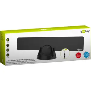 Antena TDT Interior Ultra-Plana DVB-T2 Ativa c/ Filtro LTE/4G e Injetor de Alimentação [Recondicionado]