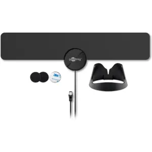 Antena TDT Interior Ultra-Plana DVB-T2 Ativa c/ Filtro LTE/4G e Injetor de Alimentação [Recondicionado]