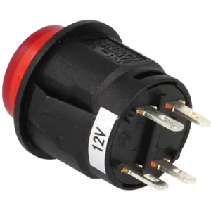 Botão interruptor de pressão unipolar vermelho OFF-(ON) SPST-NO 250V 1.5A - Iluminado (12VDC)