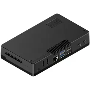 Caixa de alumínio para Raspberry Pi 5 c/ ventoinha e suporte 2× SSD M.2 NVMe
