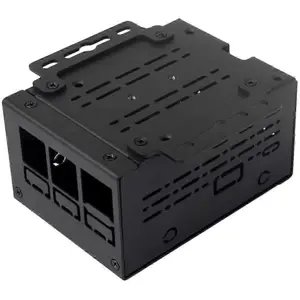 Caixa de calha DIN ou Parede p/ Raspberry Pi 5 e Ethernet/USB HAT+ – metálica