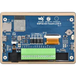 Placa de Desenvolvimento ESP32-S3 com Ecrã Tátil 5'', Wi-Fi, BLE, RS485, CAN, I²C e DI/DO