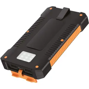 Powerbank Solar 6.000mAh c/ Lanterna LED (2x USB-A + 1x USB-C) 12W - IP65